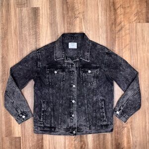Old Navy Boyfriend Style Acid Wash Black Denim Jean Jacket, Medium